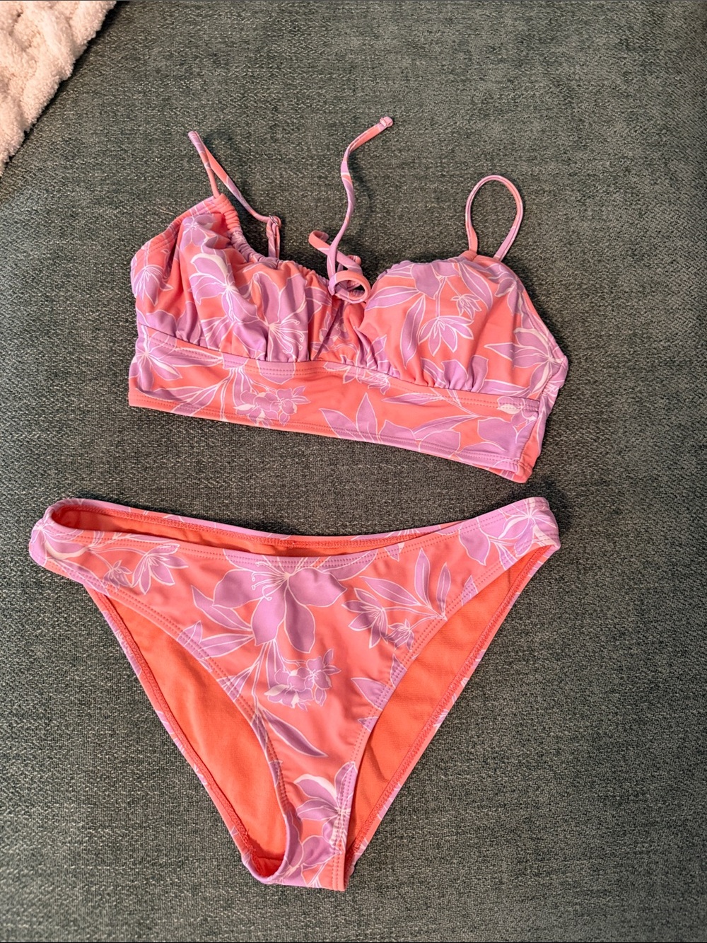 Forever 21 Pink and Coral Floral Bikini Set